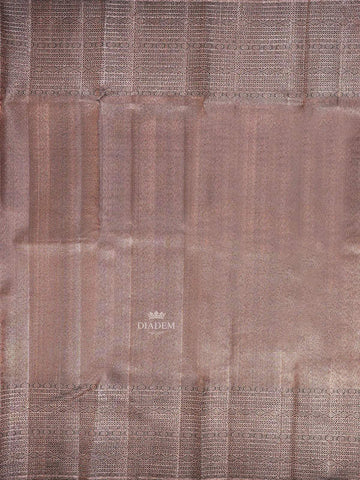 Dark grey Pure Kanchipuram Silk Saree with Floral Design on the Body and with Matching Border - Diadem