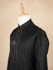 Black Kurta Set With Floral Embroidery With Pant - Diadem