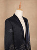 Dark Blue Coat Suit Set with Floral Embroidery - Diadem