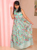Aqua Green Floral Printed Gown - Diadem