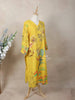 Yellow Crepe Kurti Top Adorned with Sequins and Floral Prints - Diadem