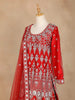 Red Full Sleeve Designer Bridal Lehenga with Floral Embroidery - Diadem