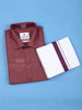 Red Plain Cotton Full-Sleeve Shirt with Matching Border White Dhoti Set - Diadem