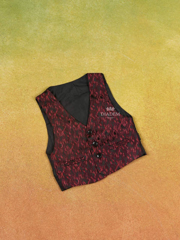 Red Coat Suit with Glitter Designs - Diadem