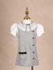 Grey Cotton Frock Adorned with Black Buttons and Peter Pan Collar for Girls - Diadem