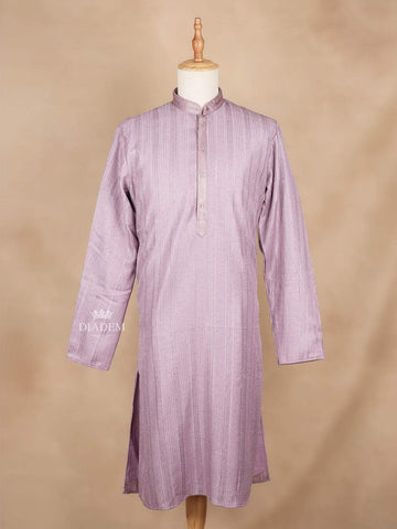 Lavender Kurta Set With Stripes and Sequin Embroidery, With Pant - Diadem