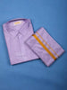 Lavender Plain Semi Silk Full-Sleeve Shirt with Matching Dhoti Set - Diadem