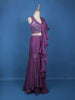 lavender Floral Embroidery Georgette Ready To Wear Saree with Designer Blouse - Diadem