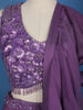 lavender Floral Embroidery Georgette Ready To Wear Saree with Designer Blouse - Diadem