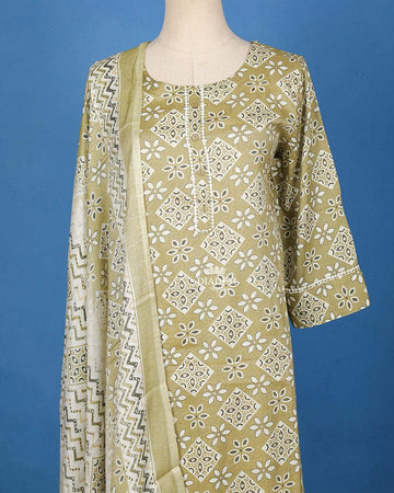 Light Green Floral Print Design Salwar Suit - Diadem