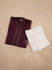 Maroon Kurta Set With Floral Embroidery, With Pant - Diadem