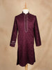 Maroon Kurta Set With Floral Embroidery, With Pant - Diadem