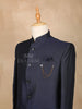 Dark Navy Blue Solid Jodhpuri Men's Suit - Diadem