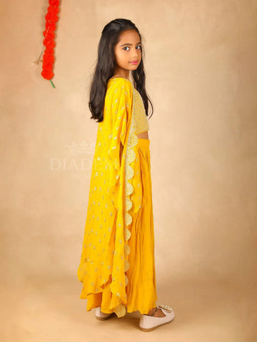 Yellow Georgette Palazzo Salwar Suit with Sequins - Diadem
