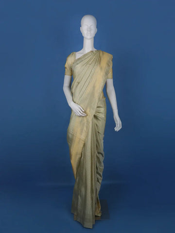 pale Green Floral Woven Pure Kanchipuram Silk Saree - Diadem