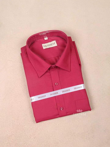 Peach Pink Cotton Plain Full Sleeve Shirt - Diadem
