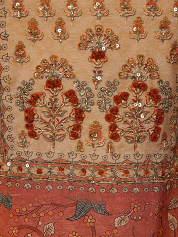 peach Floral Printed Rayon Kurti - Diadem