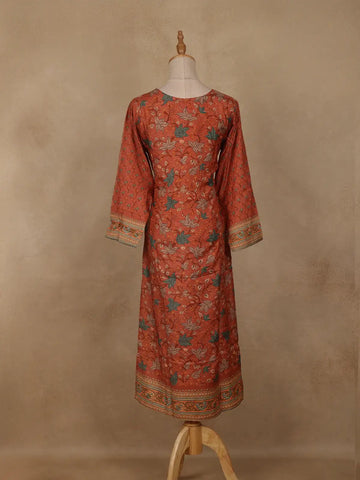 peach Floral Printed Rayon Kurti - Diadem