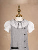 Grey Cotton Frock Adorned with Black Buttons and Peter Pan Collar for Girls - Diadem
