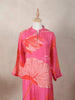Pink Crepe Kurti Top Adorned with Floral Prints and Full Sleeve - Diadem