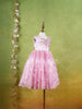 Pink Net Gown Adorned With 3D Flowers and Floral Embroidery - Diadem