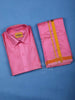 Pink Plain Silk Shirt with Dhoti - Diadem
