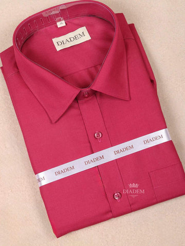 Peach Pink Cotton Plain Full Sleeve Shirt - Diadem