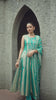 Teal Blue Floral Embroidered Tissue Silk Anarkali Salwar Suit