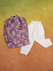 Purple Sherwani and Pant Set with Floral Patterns and Beaded Mala - Diadem