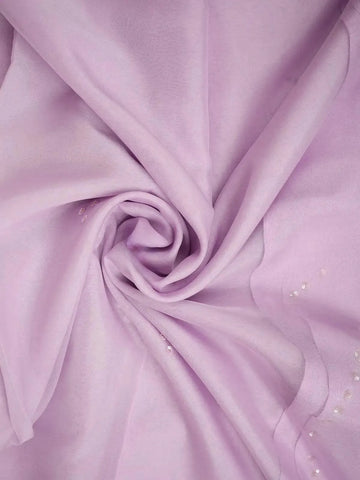 Lilac Organza Saree with Embroidery Design on the Body and with Designed Scalloped Border - Diadem