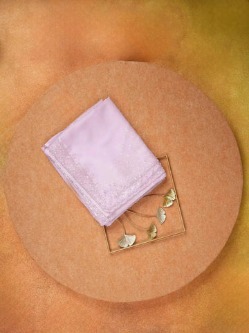 Lilac Organza Saree with Embroidery Design on the Body and with Designed Scalloped Border - Diadem