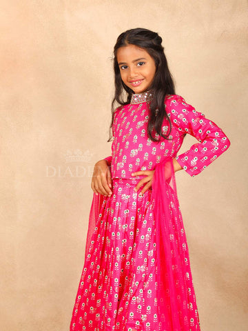 Queen Pink Floral Printed Lehenga - Diadem