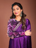 Dark Purple Satin Saree with Designer Border - Diadem
