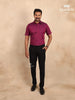 Solid Burgundy Cotton Half Sleeve Shirt - Diadem