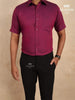 Solid Burgundy Cotton Half Sleeve Shirt - Diadem