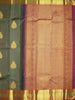 Dark Green Pure Kanchipuram Silk Saree With Peacock and Floral Motifs On the Body with Broad and Small Border - Diadem