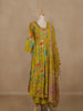 Lemon Green Floral Printed Cotton Salwar Suit With Dupatta - Diadem