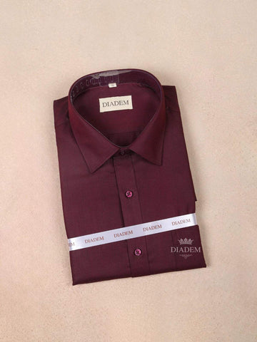 Wine Cotton Plain Full Sleeve Shirt - Diadem