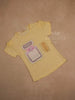 Yellow Cotton Half Sleeve T-Shirt with 3D Flowers and Bow Designs for Girls - Diadem