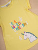 Yellow Cotton Half Sleeve T-Shirt with Unicorn Designs for Girls - Diadem