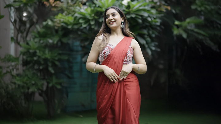  Red Satin Saree 