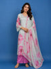 Grey Floral Prints Crepe Straight Cut Salwar Suit