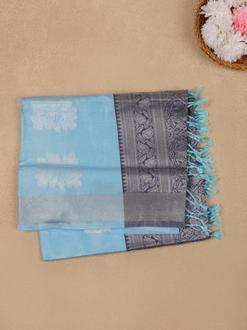 Sky Blue Geometric Diamond Designed Silk Saree - Diadem