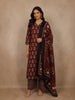 Maroon Ikat Printed Cotton Salwar Suit with Dupatta