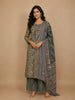Green Floral Embroidery Semi Silk Salwar Suit