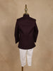 Wine Eagle Design Embroidered Polyester Sherwani and Pant Set