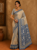 Royal Blue Geometric Printed Design Cotton Casual Wear Saree