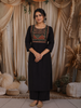 Classic Black Kalamkari Printed Design Cotton Straight Cut Salwar Suit