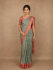 Soft Sage Green Checked Zari Woven Design Pure Kanchipuram Silk Saree with Contrast Border