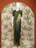 Bottle Green Floral and Paisley Zari Woven Design Pure Kanchipuram Silk Saree with Zari Border